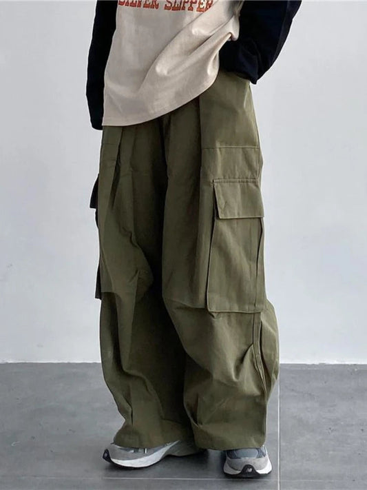 Green Cargo Y2k Hippie Kpop Harajuku Oversize Wide Leg Pant