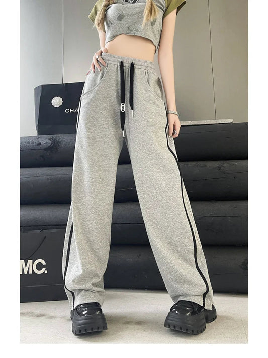 Kpop Side Striped Oversize Sports Wide Leg Pants Pant