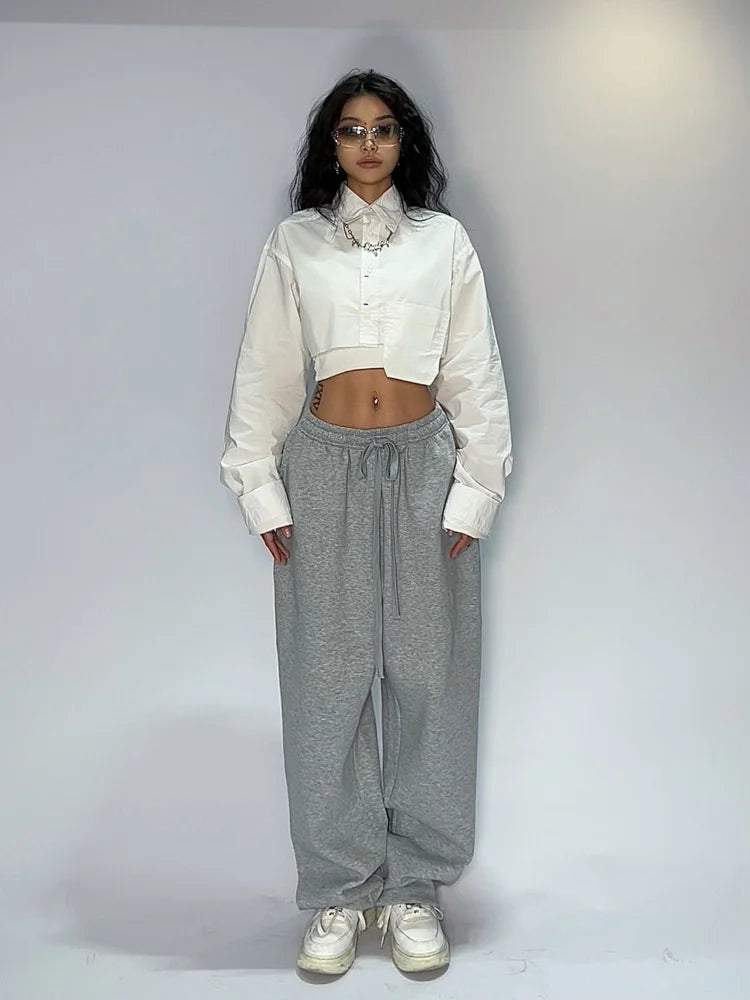Gray Baggy Jogging Sweatpants Hippie Korean Pant
