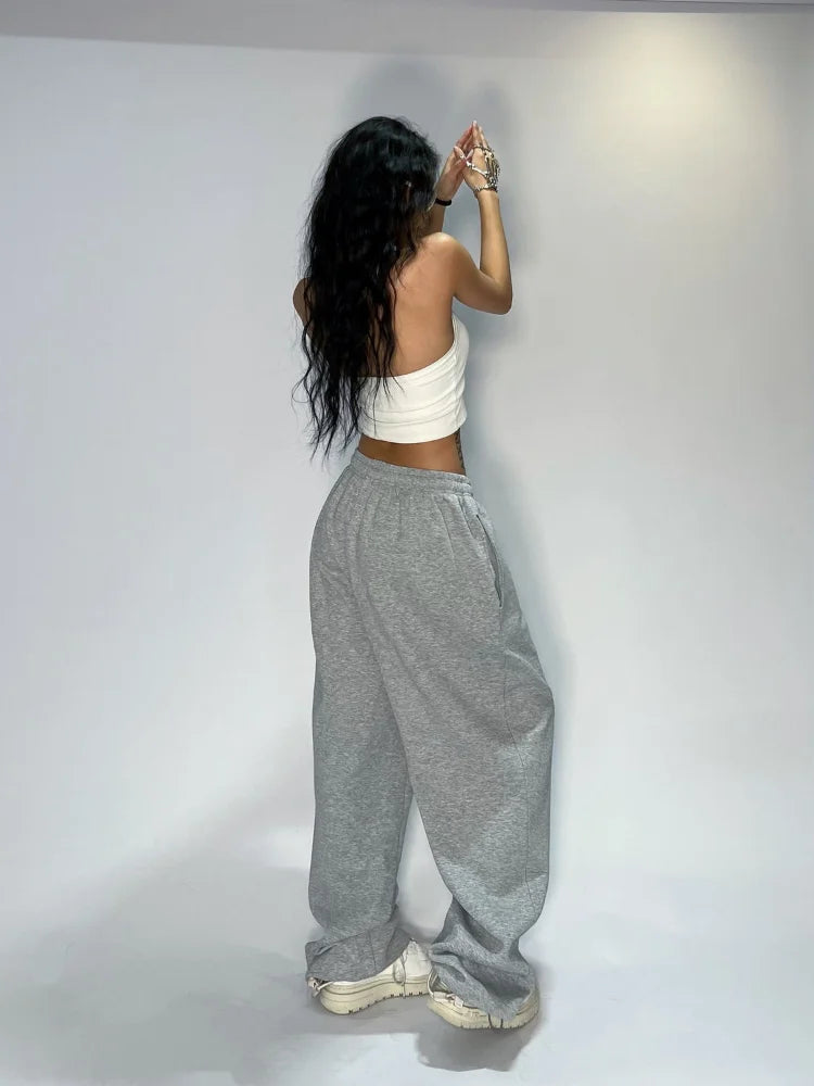 Gray Baggy Jogging Sweatpants Hippie Korean Pant
