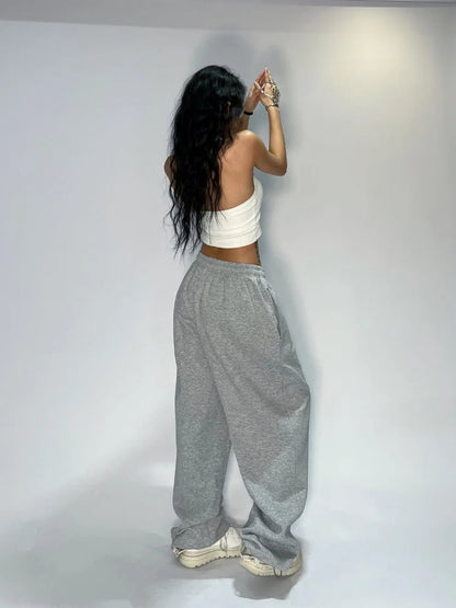 Gray Baggy Jogging Sweatpants Hippie Korean Pant