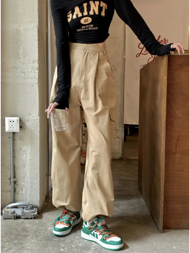 Kpop Y2k Pink Cargo Korean Oversized Wide Leg Pant