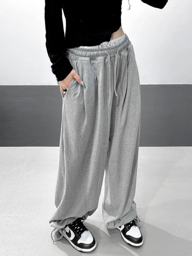Gray Joggers Sweatpants Korean Oversize Loose Pant