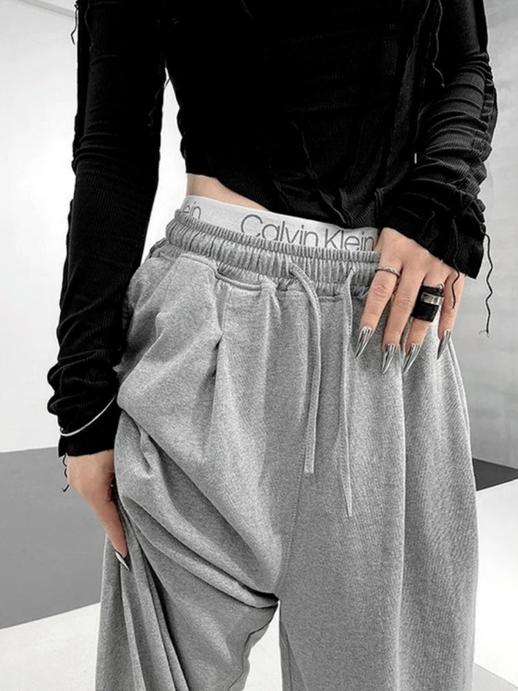 Gray Joggers Sweatpants Korean Oversize Loose Pant