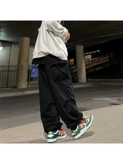 Gray Parachute Y2k Retro Hippie Baggy Oversize Wide Leg Cargo Pant