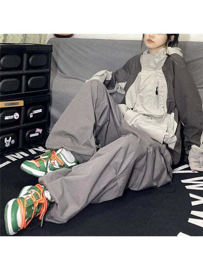 Gray Parachute Y2k Retro Hippie Baggy Oversize Wide Leg Cargo Pant
