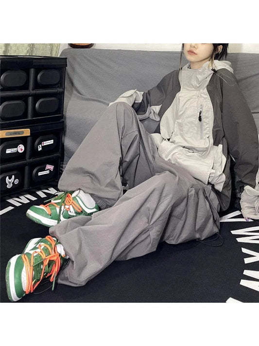 Gray Parachute Y2k Retro Hippie Baggy Oversize Wide Leg Cargo Pant