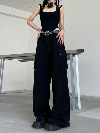Techwear Harajuku Beige Cargo Retro Y2k Oversize Pant