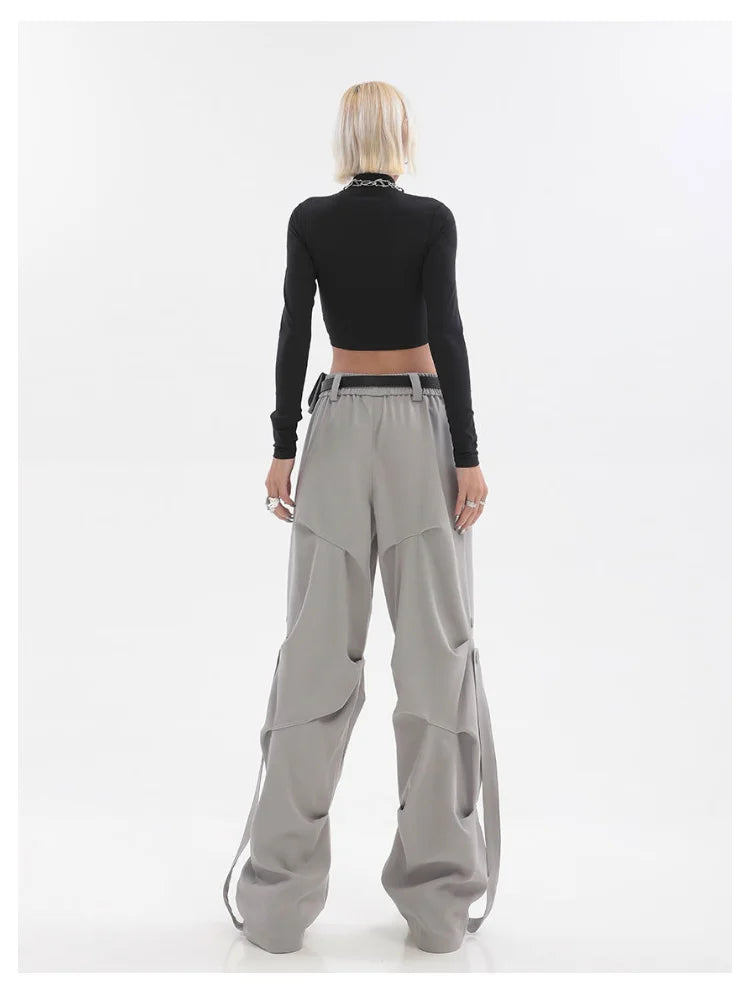 Techwear Hippie Gray Cargo Parachute Y2k Oversize Black Mopping Pant
