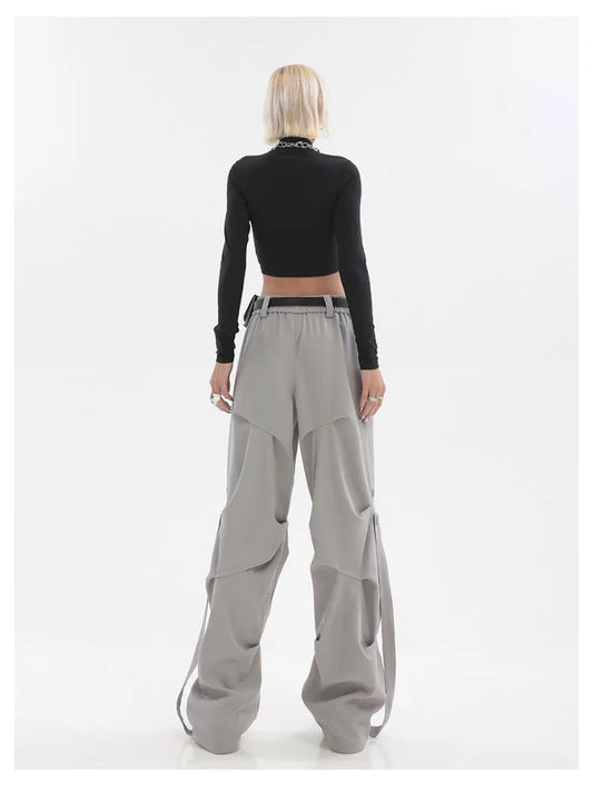 Techwear Hippie Gray Cargo Parachute Y2k Oversize Black Mopping Pant