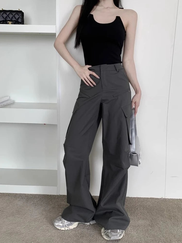 Grey Cargo Y2k Straight High Street Pant