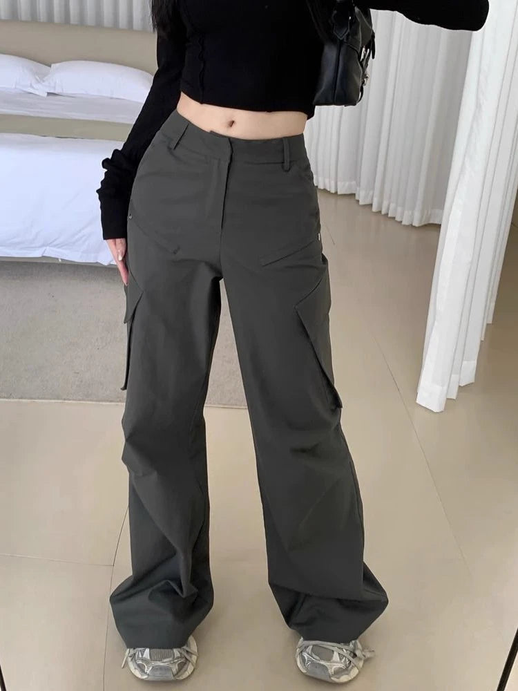 Grey Cargo Y2k Straight High Street Pant