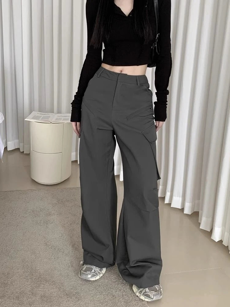 Grey Cargo Y2k Straight High Street Pant