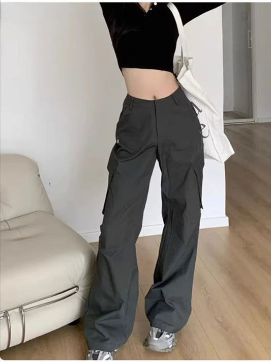 Grey Cargo Y2k Straight High Street Pant
