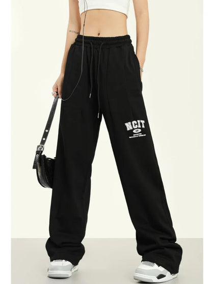 Hippie Letter Track Korean Style Jogging Sweatpants Wide Leg Pant