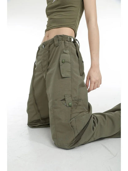 Retro Y2k Cargo High Street Drawstring Wide Leg Aesthetic Pant