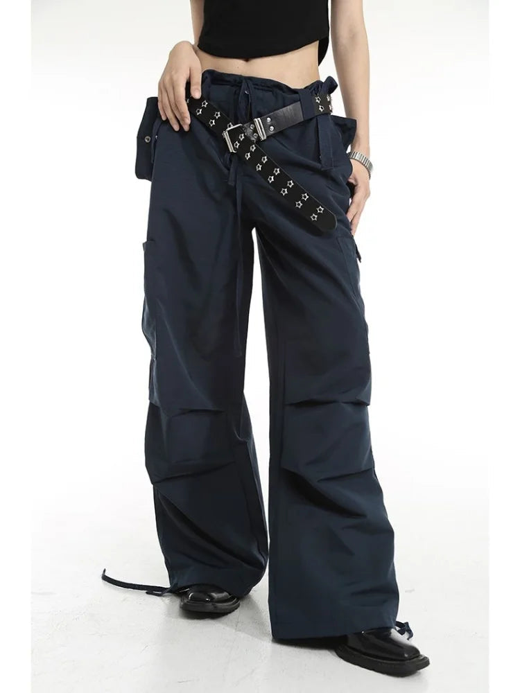 Retro Y2k Cargo High Street Drawstring Wide Leg Aesthetic Pant