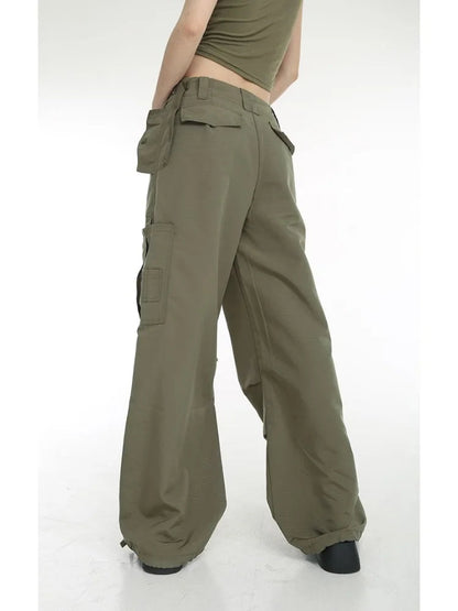 Retro Y2k Cargo High Street Drawstring Wide Leg Aesthetic Pant