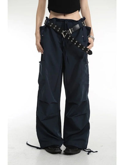 Retro Y2k Cargo High Street Drawstring Wide Leg Aesthetic Pant