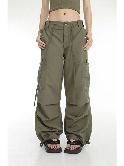 Retro Y2k Cargo High Street Drawstring Wide Leg Aesthetic Pant