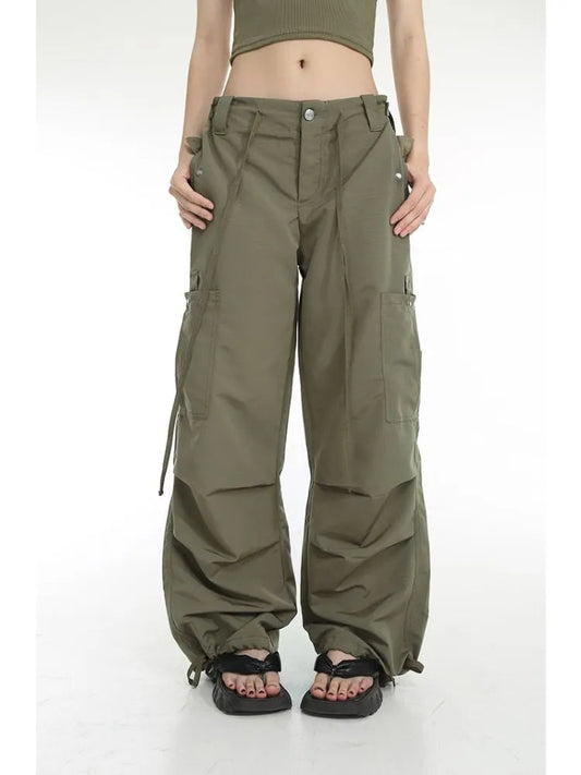Retro Y2k Cargo High Street Drawstring Wide Leg Aesthetic Pant