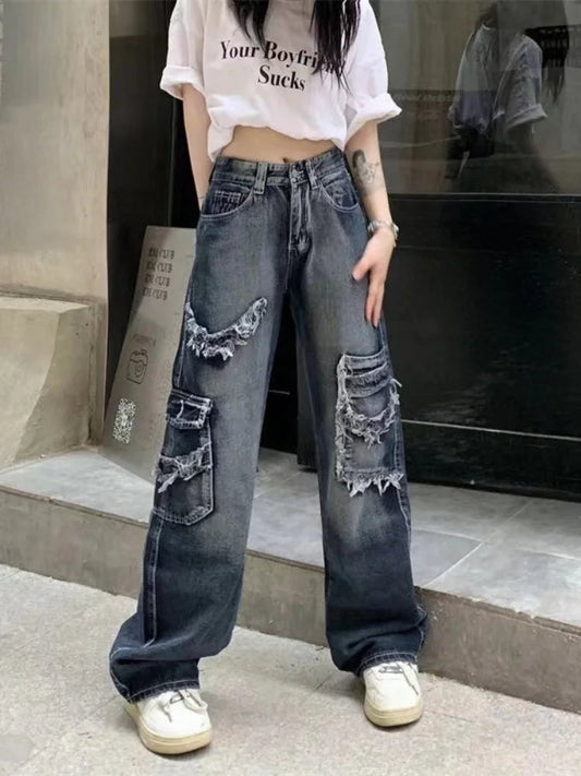 Baggy Cargo Hippie Grunge Distressed Oversized Korean Pant