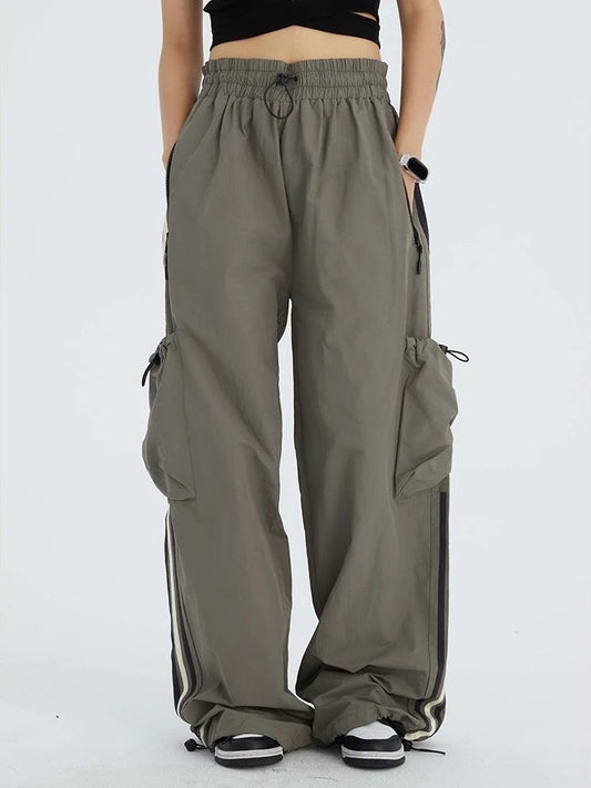 Green Cargo Y2k Striped Baggy Sweatpants Oversize Pant