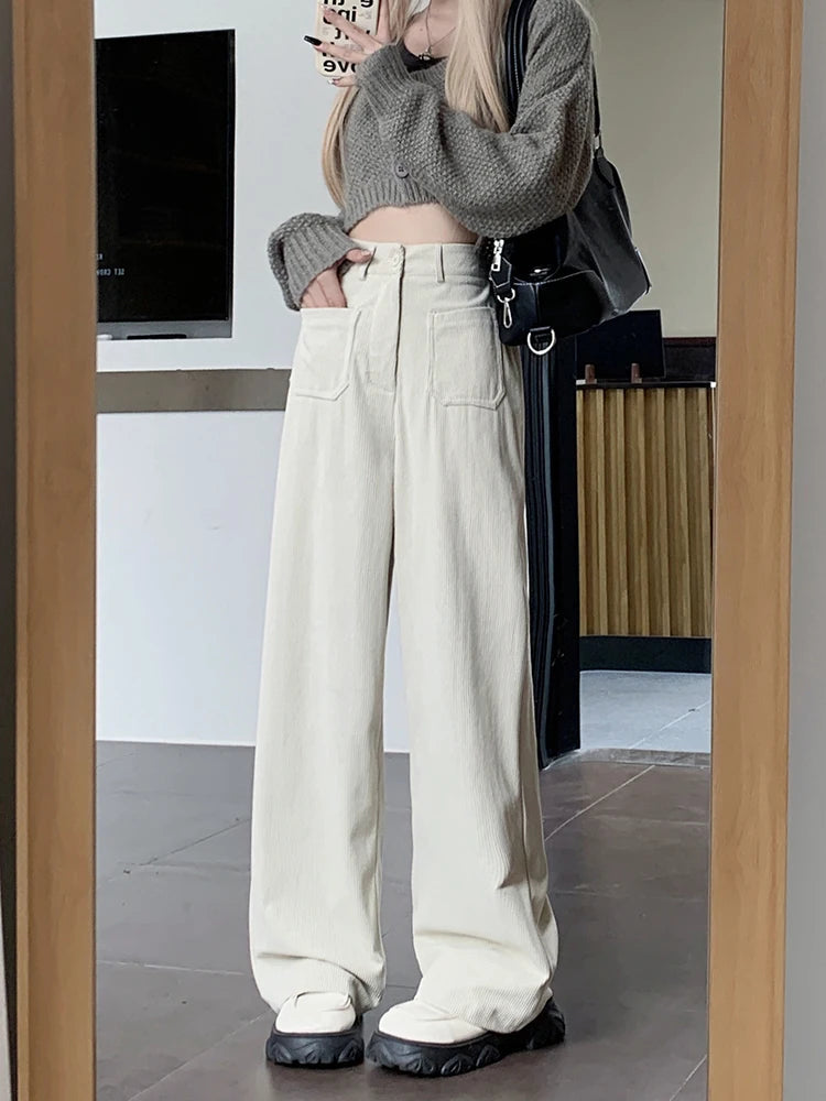 Wide Leg Brown Corduroy Japanese Style Oversize Pant