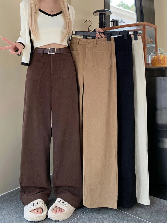 Wide Leg Brown Corduroy Japanese Style Oversize Pant