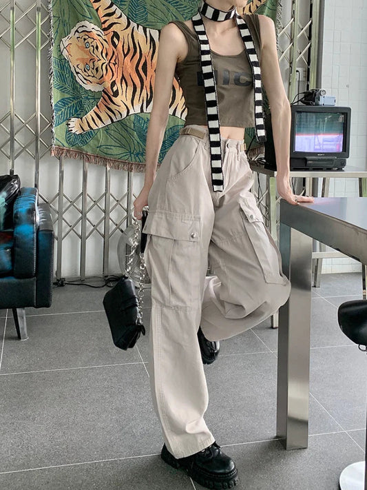 Y2k Beige Cargo Hip Hop Oversized Baggy American Retro Pant