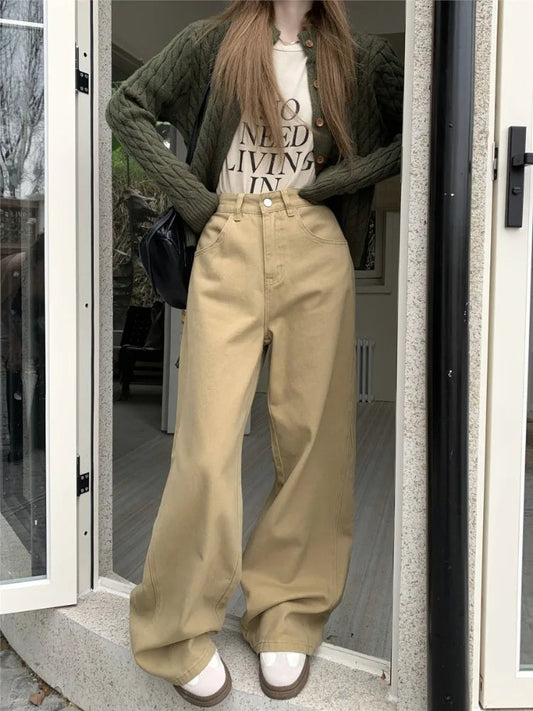 Khaki Oversize Y2k Cargo Harajuku Baggy Kpop High Waist Slacks Pant