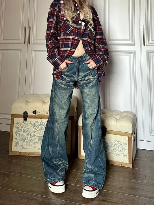 Trashy Baggy Retro 90s Distressed Wide Denim Harajuku Pant