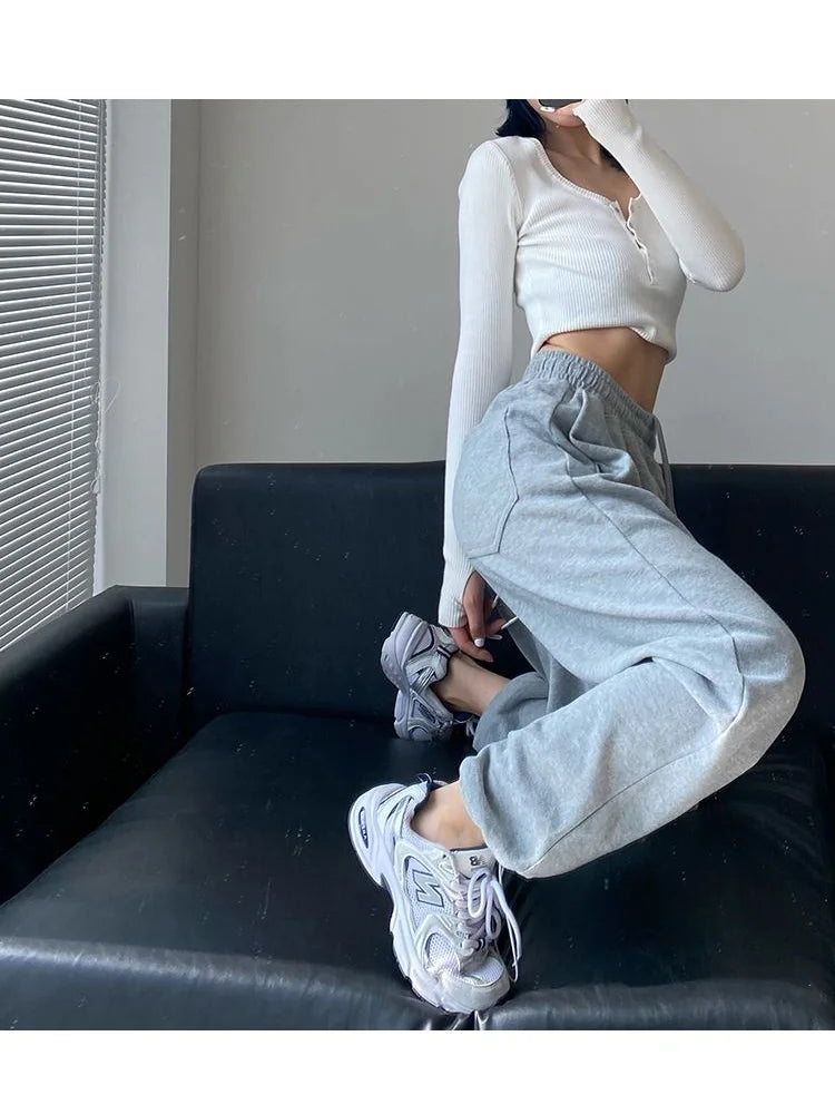 White Baggy Sweatpants Korean Oversized Wide Leg Harajuku Pant