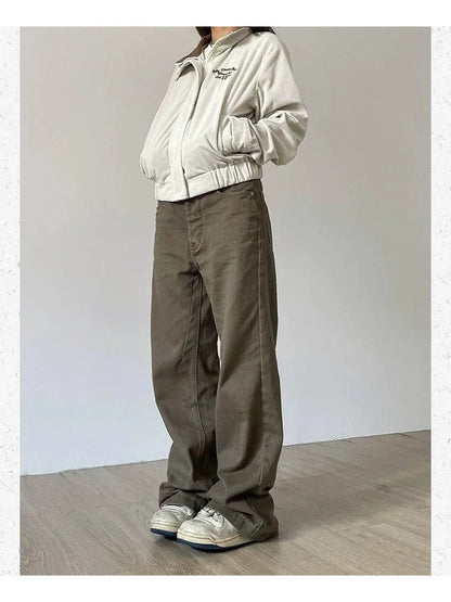 Black Denim Basic Oversize Loose Y2k Retro Pant