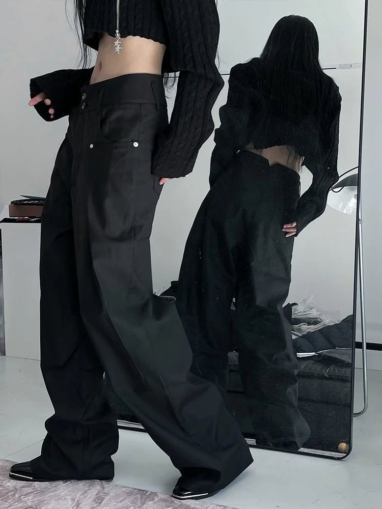 Y2k Cyber Punk Black Cargo Gothic Oversize Wide Leg Pant