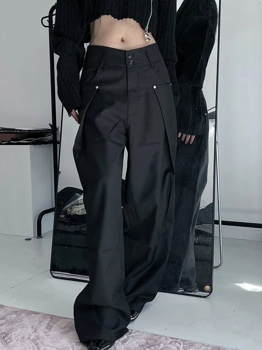 Y2k Cyber Punk Black Cargo Gothic Oversize Wide Leg Pant