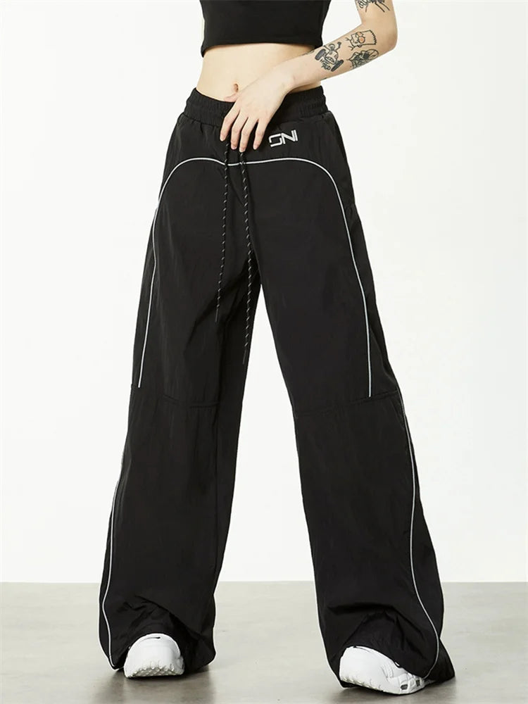 Y2k Gorpcore Brown Track Parachute Reflective Sweatpant