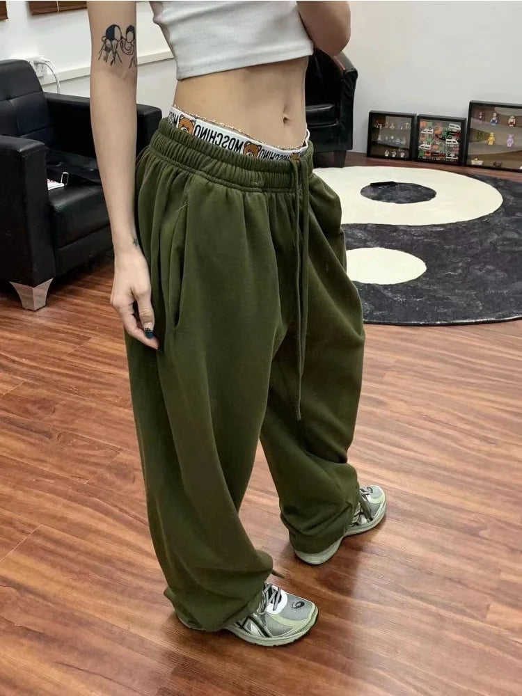 Green Baggy Sweatpants Kpop Korean Oversize 90s Pant