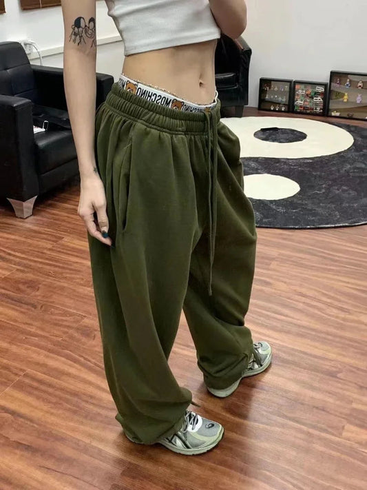 Green Baggy Sweatpants Kpop Korean Oversize 90s Pant