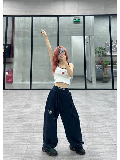 Blue Baggy Jogging Sweatpants Kpop Y2k Harajuku Hippie Oversize Wide Leg Pant