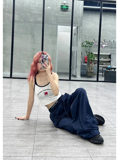 Blue Baggy Jogging Sweatpants Kpop Y2k Harajuku Hippie Oversize Wide Leg Pant