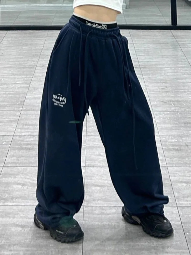 Blue Baggy Jogging Sweatpants Kpop Y2k Harajuku Hippie Oversize Wide Leg Pant