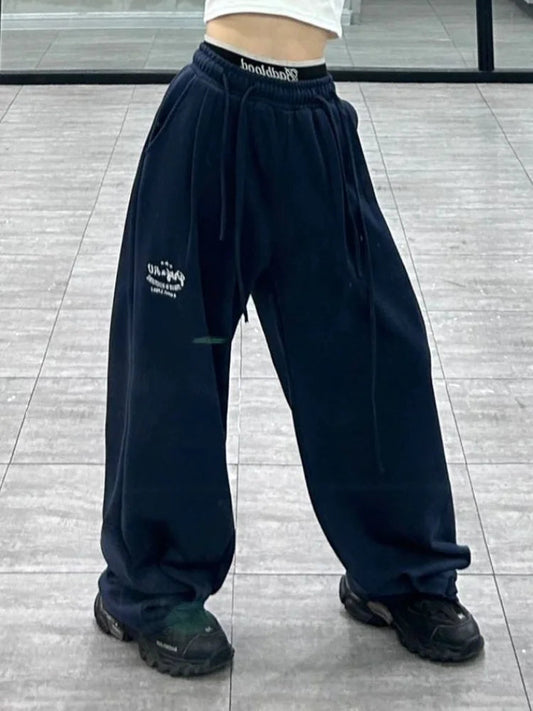 Blue Baggy Jogging Sweatpants Kpop Y2k Harajuku Hippie Oversize Wide Leg Pant