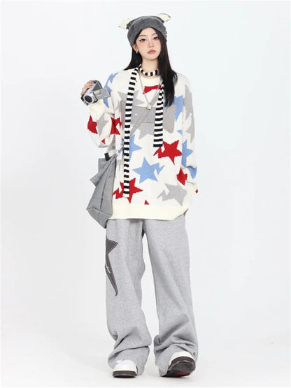Star Jogging Sweatpants Harajuku Retro Patchwork Pant