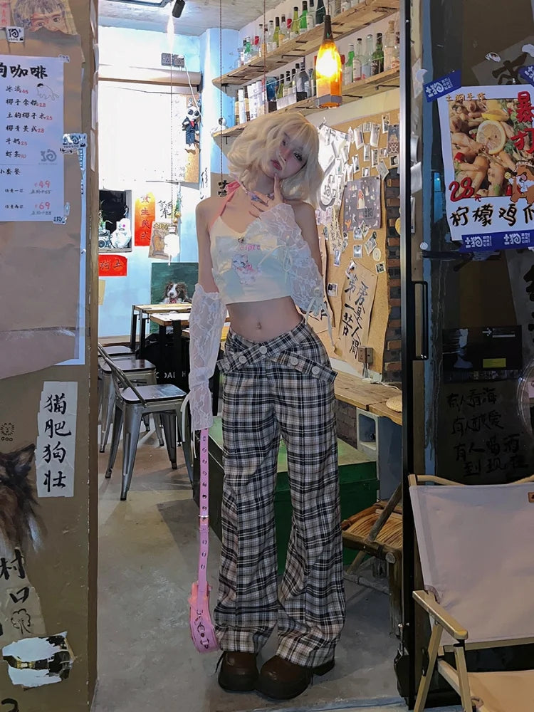 Y2k Plaid Aesthetic High Waist Checkered Korean Style Harajuku Pant