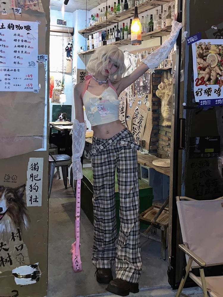 Y2k Plaid Aesthetic High Waist Checkered Korean Style Harajuku Pant