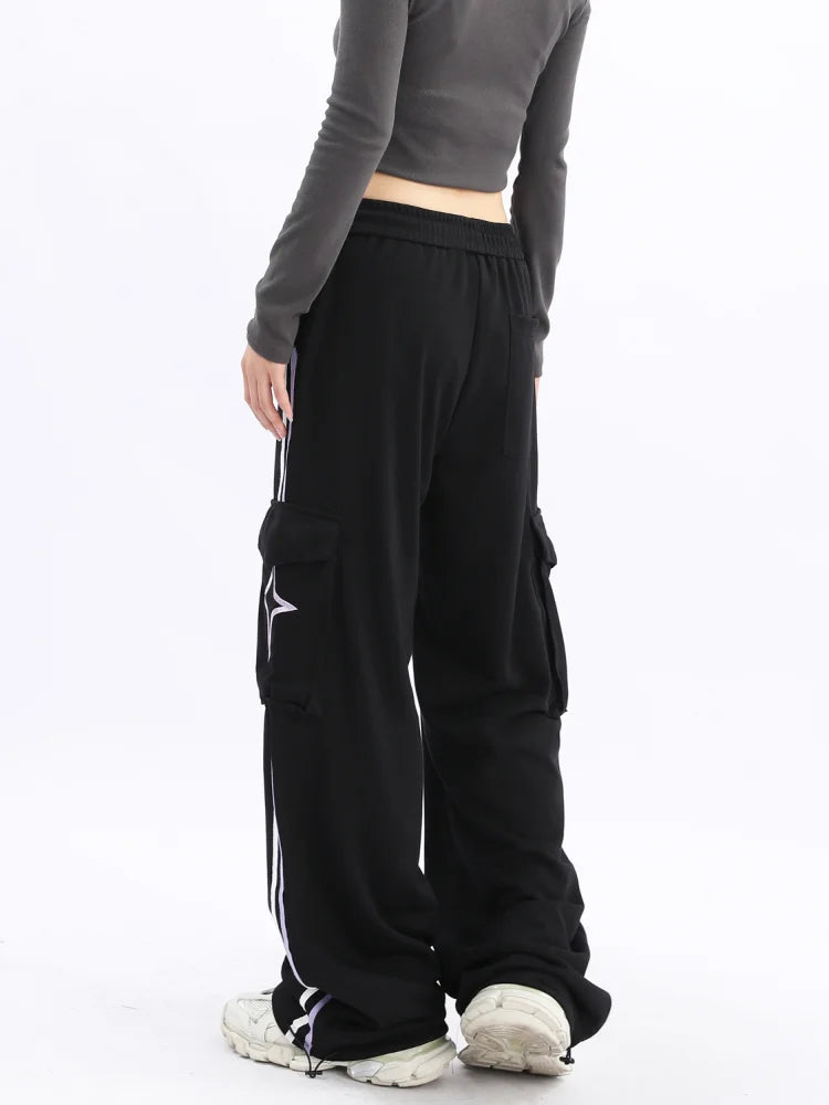 Star Oversize Black Side Stripe Jogging Pant