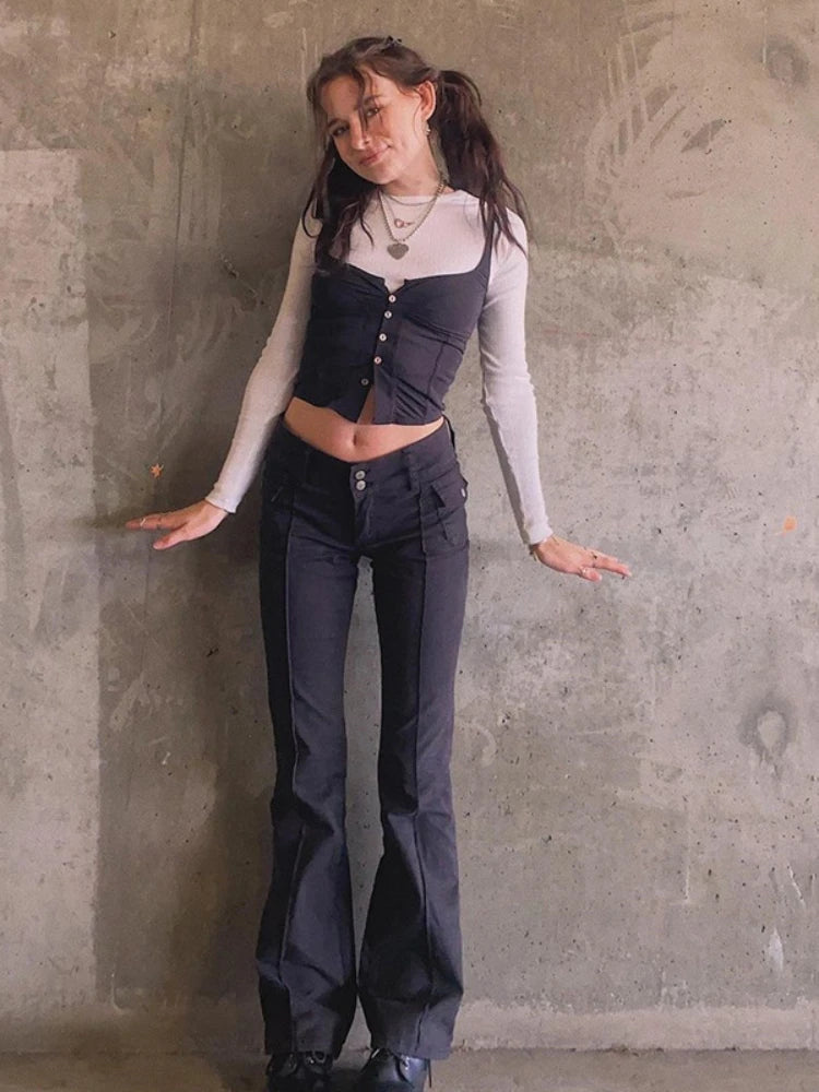 Low Rise Black 90s Y2k Harajuku Denim Pant