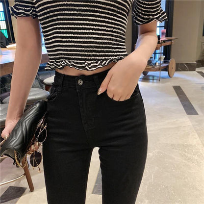 High Waist Slim Flare Jeans High Street Stretchable Boot Cut Denim Pants