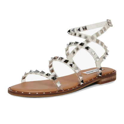 Sandals Summer Rivet Shoes Lightweight Nonslip Transparent Designer Studded Sandals Flat